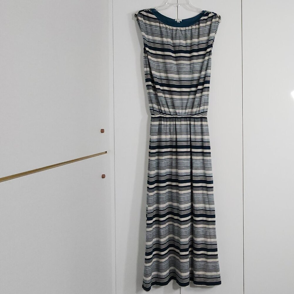 Garnet Hill Womens Maxi Dress Size S Green/Beige